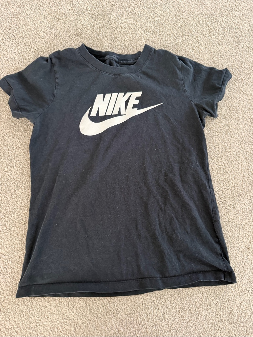 Nike Black Short-Sleeve Logo Tee with White Swoosh